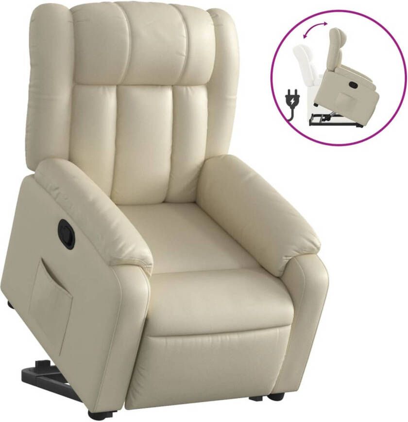 VidaXL Sta-op-stoel verstelbaar kunstleer crèmekleurig