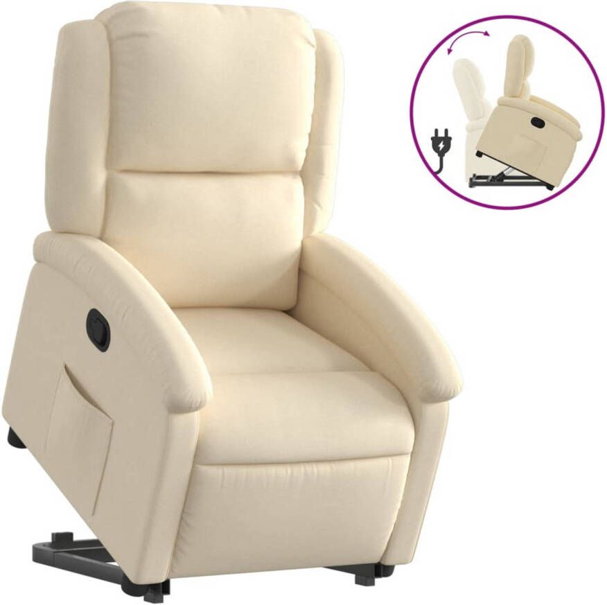VIDAXL Sta-op-stoel verstelbaar stof crèmekleurig - Foto 1