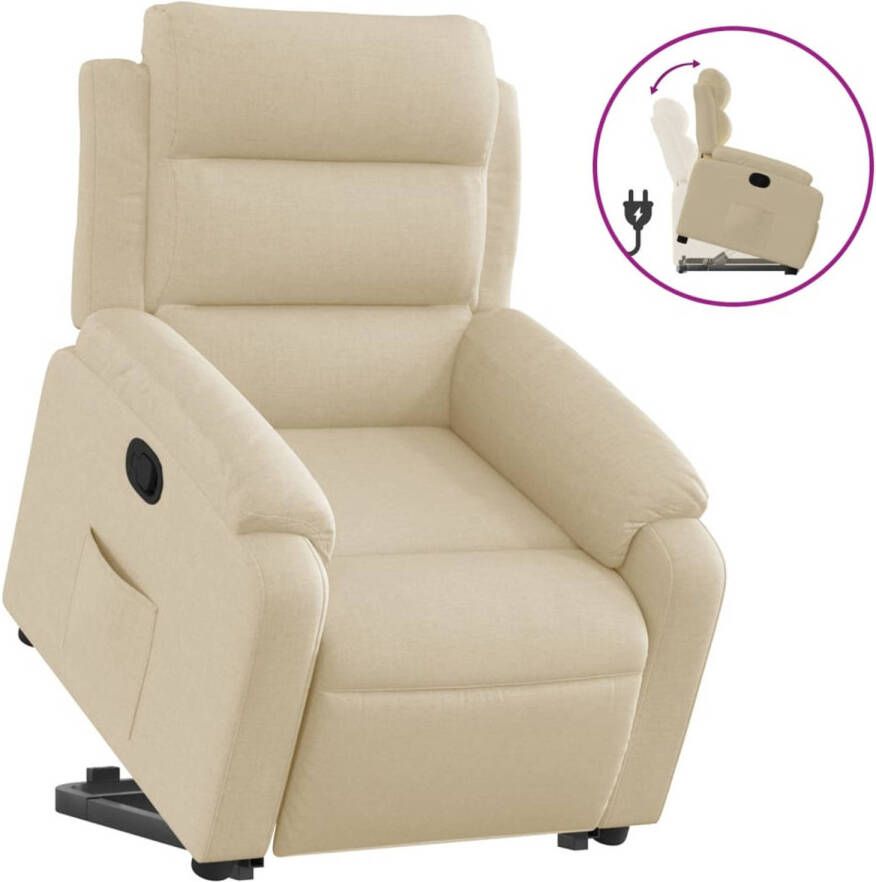 VidaXL Sta-op-stoel verstelbaar stof crèmekleurig - Foto 1