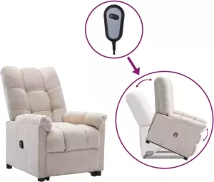VidaXL Sta-opstoel Verstelbaar Stof Crèmekleurig
