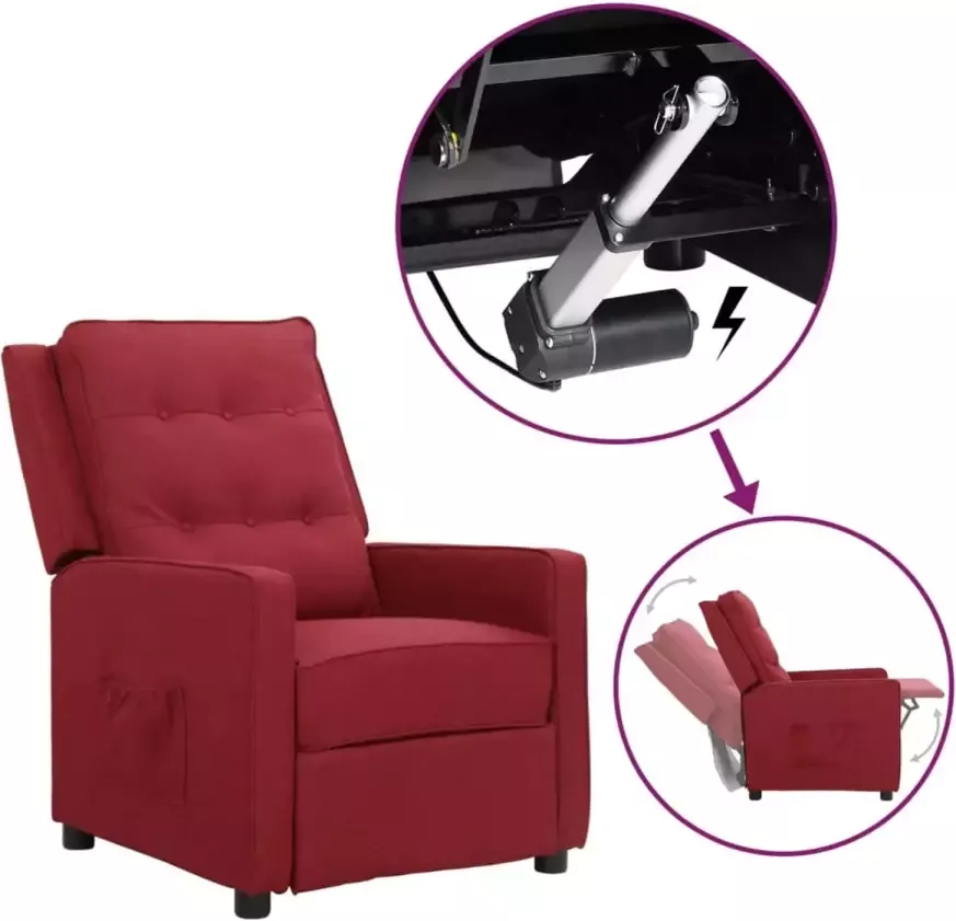 VIDAXL Sta-opstoel verstelbaar stof wijnrood
