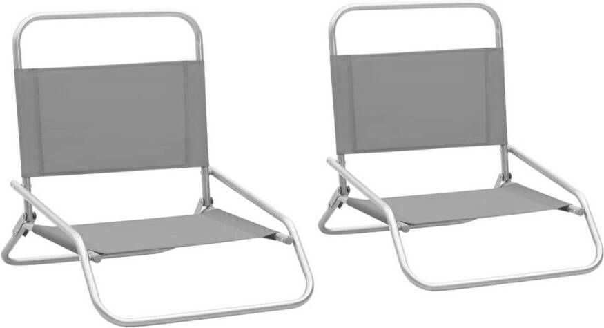 VidaXL Strandstoelen 2 st inklapbaar stof grijs