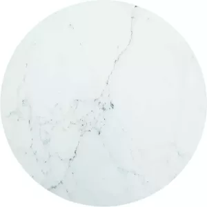 VidaXL Tafelblad Ø70x0 8 Cm Gehard Glas Met Marmeren Design Wit