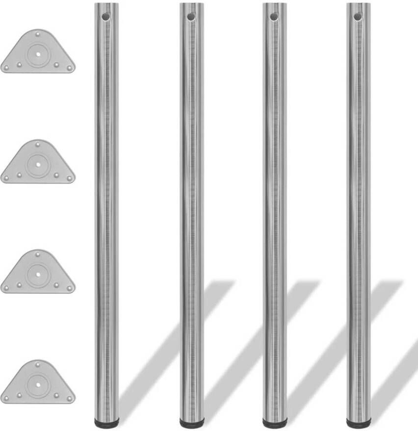 VidaXL -Tafelpoten-in-hoogte-verstelbaar-geborsteld-nikkel-1100-mm-4-st