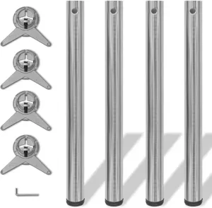 VidaXL Tafelpoten in hoogte verstelbaar geborsteld nikkel 710 mm 4 st