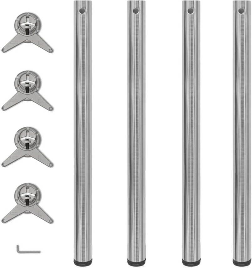 VidaXL -Tafelpoten-in-hoogte-verstelbaar-geborsteld-nikkel-870-mm-4-st