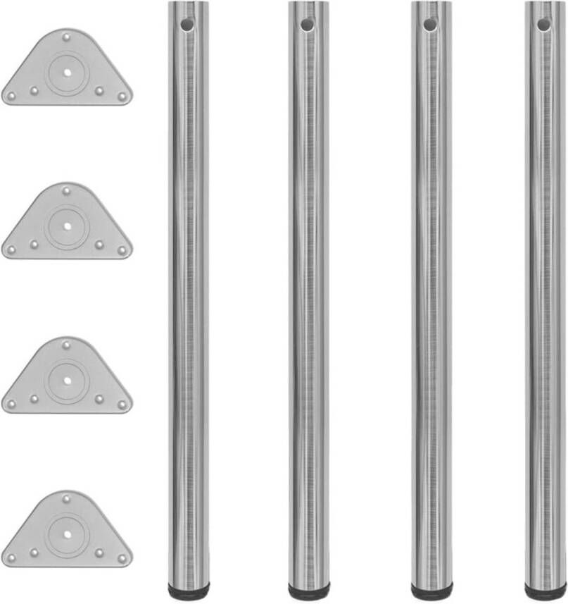 VidaXL Tafelpoten in hoogte verstelbaar geborsteld nikkel 870 mm 4 st