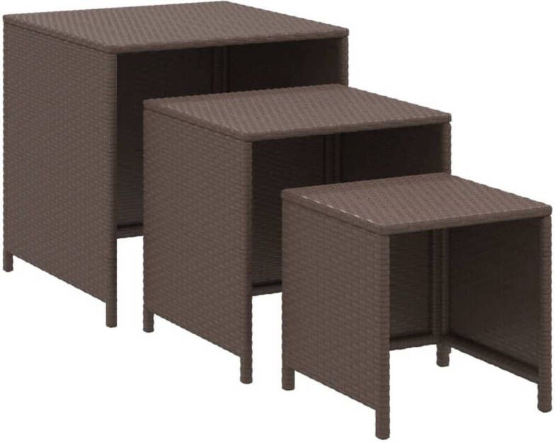 VidaXL -Tafeltjesset-3-st-poly-rattan-bruin