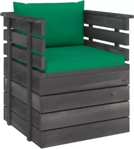VidaXL Tuinfauteuil met kussens pallet grenenhout