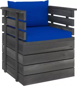VidaXL Tuinfauteuil met kussens pallet grenenhout