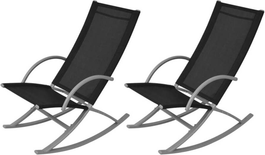 VidaXL Tuinschommelstoelen 2 st staal en textileen zwart