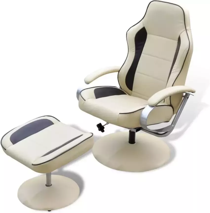 VidaXL Tv-fauteuil met voetensteun verstelbaar kunstleer crème bruin