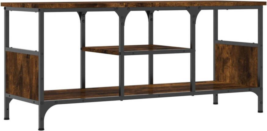 VidaXL -Tv-meubel-100x35x45-cm-bewerkt-hout-en-ijzer-gerookt-eikenkleur - Foto 1