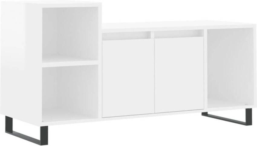 VidaXL -Tv-meubel-100x35x55-cm-bewerkt-hout-hoogglans-wit