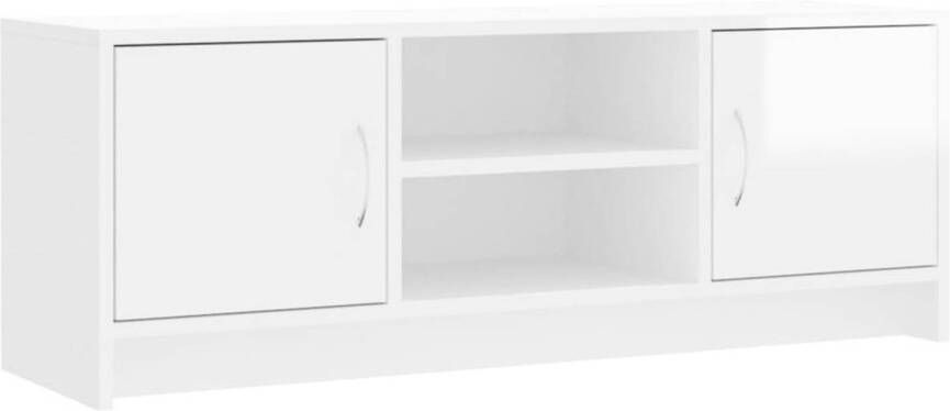 VidaXL -Tv-meubel-102x30x37 5-cm-bewerkt-hout-hoogglans-wit