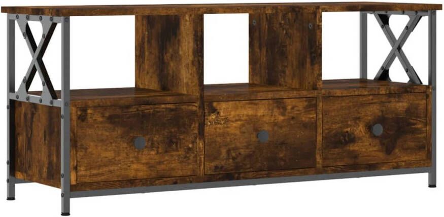 VidaXL -Tv-meubel-102x33x45-cm-bewerkt-hout-en-ijzer-gerookt-eikenkleur
