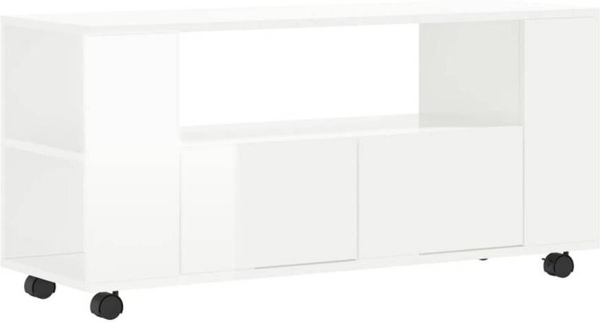 VidaXL -Tv-meubel-102x34 5x43-bewerkt-hout-hoogglans-wit