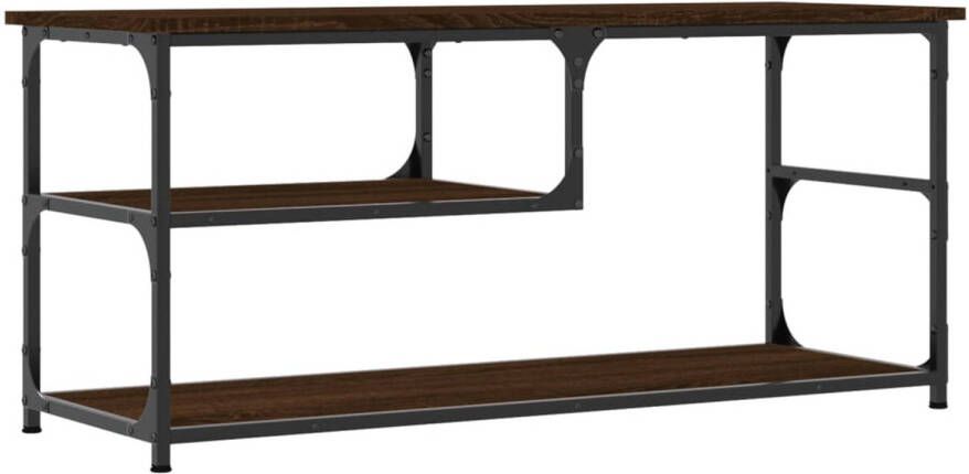 VidaXL -Tv-meubel-103x38x46 5-cm-bewerkt-hout-staal-bruineikenkleurig