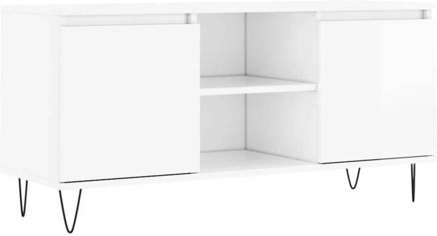 VidaXL -Tv-meubel-104x35x50-cm-bewerkt-hout-hoogglans-wit
