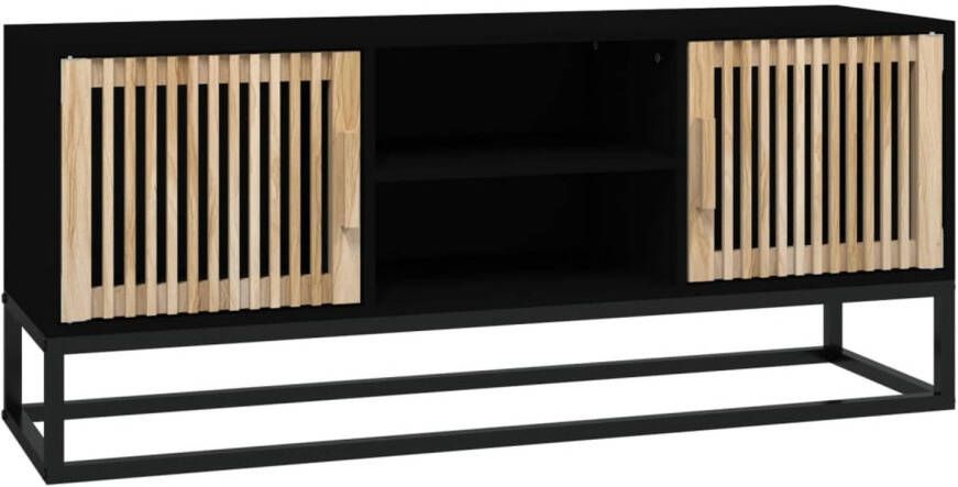 VidaXL -Tv-meubel-105x30x45-cm-bewerkt-hout-en-ijzer-zwart