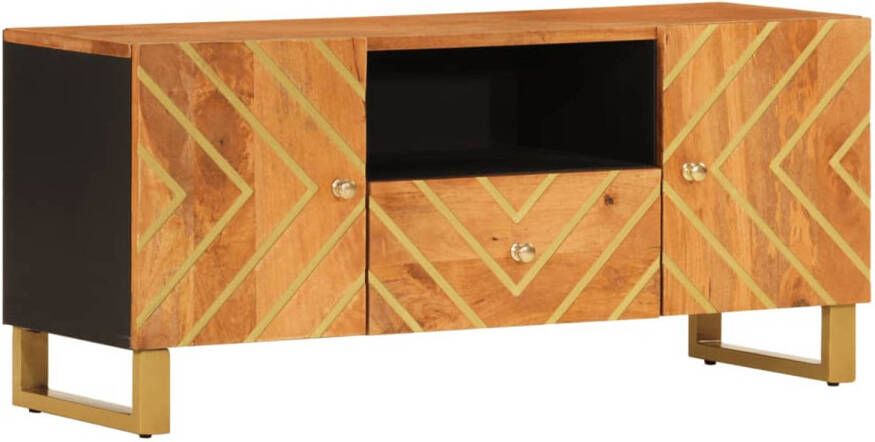 VidaXL -Tv-meubel-105x33 5x46-cm-massief-mangohout-bruin-en-zwart