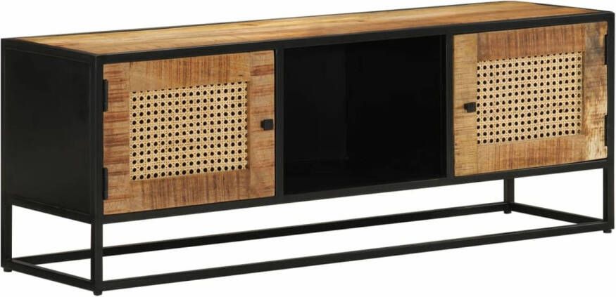 VidaXL -Tv-meubel-110x30x40-cm-massief-ruw-mangohout-en-ijzer