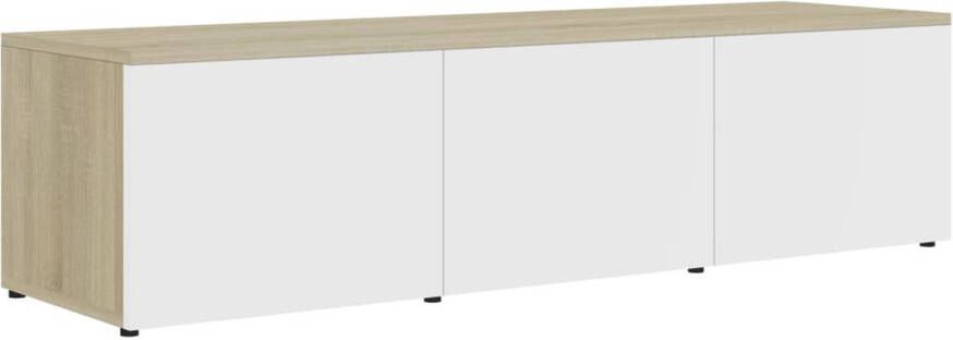 VidaXL -Tv-meubel-120x34x30-cm-spaanplaat-wit-en-sonoma-eikenkleurig