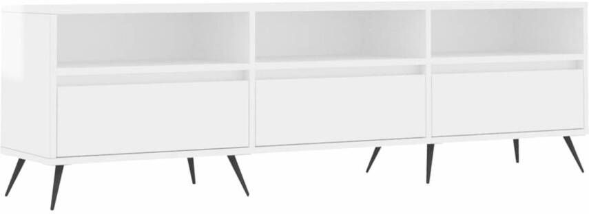 VidaXL -Tv-meubel-150x30x44 5-cm-bewerkt-hout-hoogglans-wit