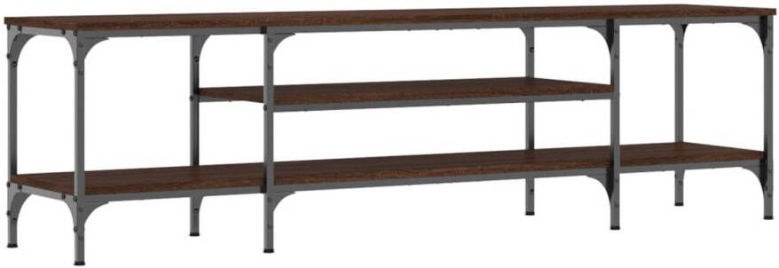 VidaXL -Tv-meubel-161x35x45-cm-bewerkt-hout-en-ijzer-bruineikenkleurig