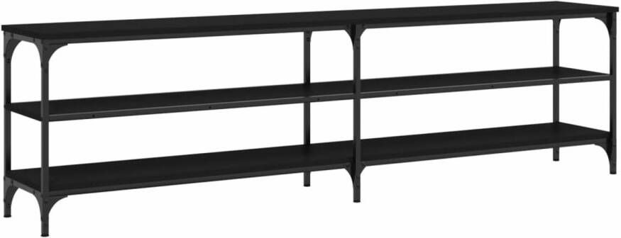 VidaXL -Tv-meubel-180x30x50-cm-bewerkt-hout-metaal-zwart