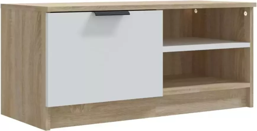 VidaXL -Tv-meubel-80x35x36 5-cm-bewerkt-hout-wit-en-sonoma-eikenkleurig
