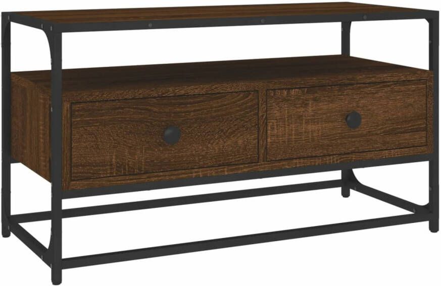 VidaXL -Tv-meubel-80x35x45-cm-bewerkt-hout-bruineikenkleurig - Foto 1