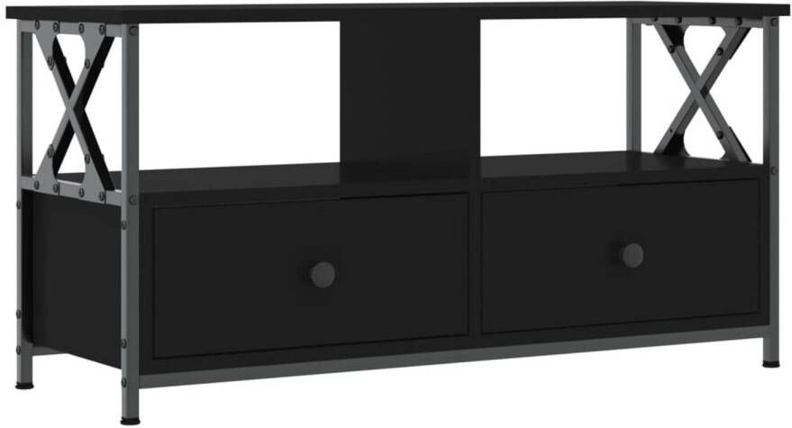 VidaXL -Tv-meubel-90x33x45-cm-bewerkt-hout-en-ijzer-zwart