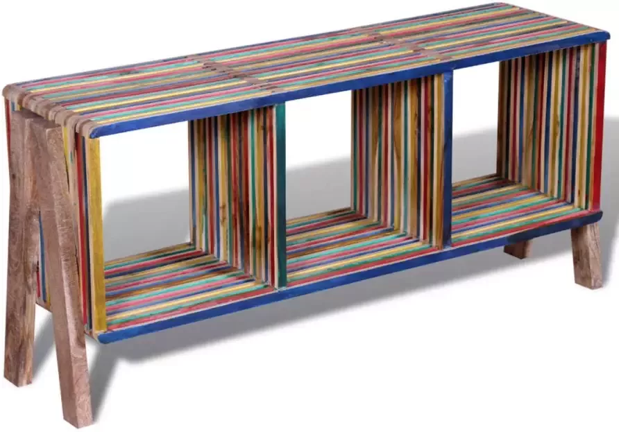 VidaXL Tv-meubel met 3 vakken kleurrijk gerecycled teak stapelbaar