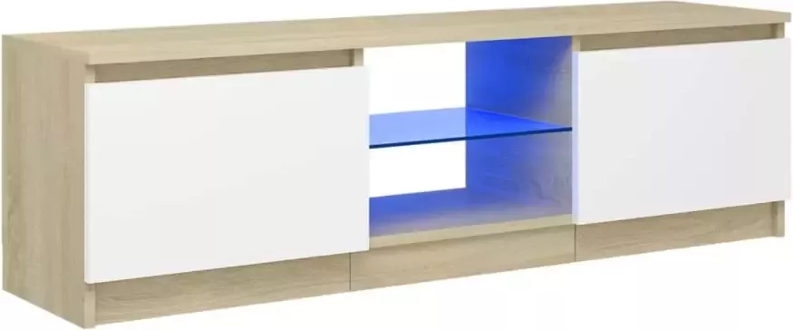 VidaXL Tv-meubel Met Led-verlichting 120x30x35 5 Cm Wit Sonoma Eiken