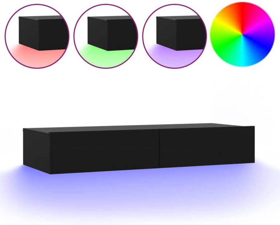 VidaXL -Tv-meubel-met-LED-verlichting-90x35x15 5-cm-zwart - Foto 1