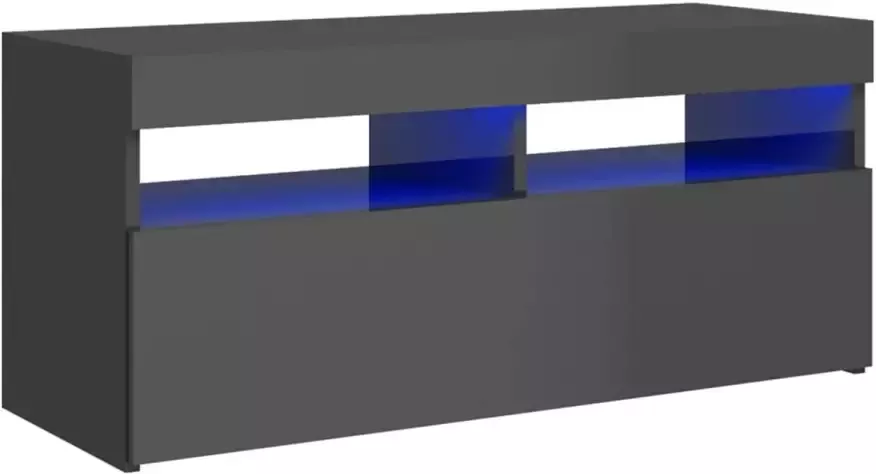 VIDAXL Tv-meubel met LED-verlichting 90x35x40 cm hoogglans grijs - Foto 1