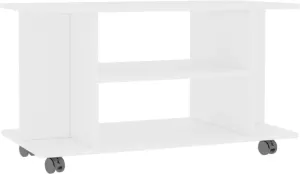 VidaXL Tv-meubel met wieltjes 80x40x40 cm spaanplaat wit