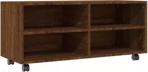 VidaXL Tv-meubel met wieltjes 90x35x35 cm bewerkt hout bruineikenkleur
