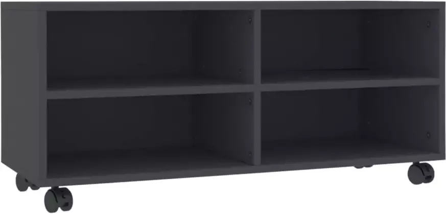 VidaXL Tv-meubel met wieltjes 90x35x35 cm bewerkt hout grijs - Foto 1