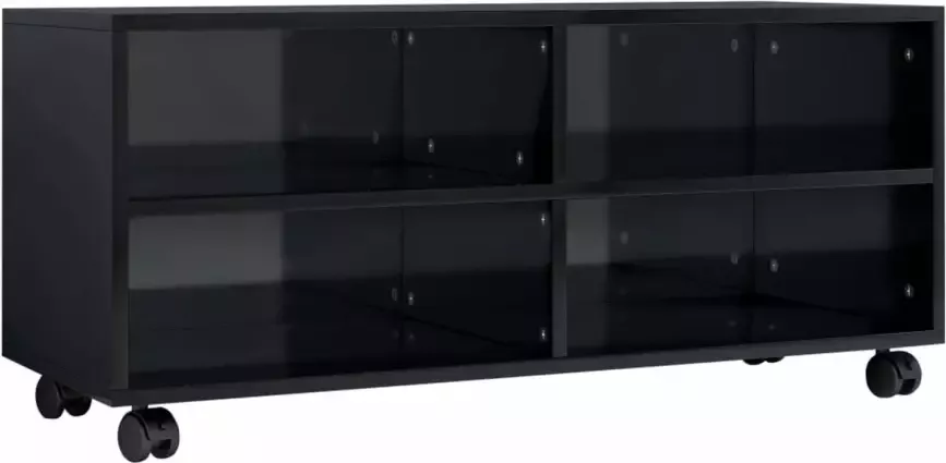 VIDAXL Tv-meubel met wieltjes 90x35x35 cm bewerkt hout hoogglans zwart