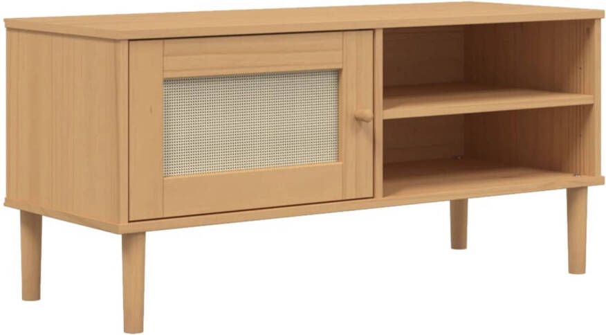 VidaXL -Tv-meubel-SENJA-106x40x49-cm-rattan-massief-grenenhout-bruin
