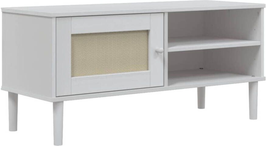 VidaXL -Tv-meubel-SENJA-106x40x49-cm-rattan-massief-grenenhout-wit