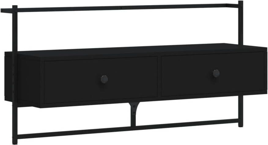 VidaXL -Tv-meubel-wandgemonteerd-100 5x30x51-cm-bewerkt-hout-zwart