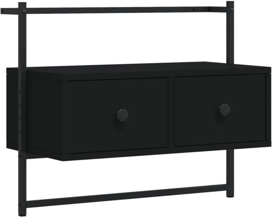 VidaXL -Tv-meubel-wandgemonteerd-60 5x30x51-cm-bewerkt-hout-zwart