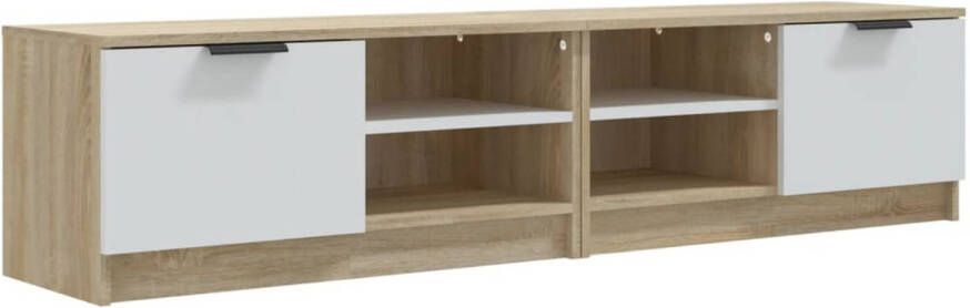 VidaXL -Tv-meubelen-2-st-80x35x36 5-cm-bewerkt-hout-wit-en-sonoma-eiken