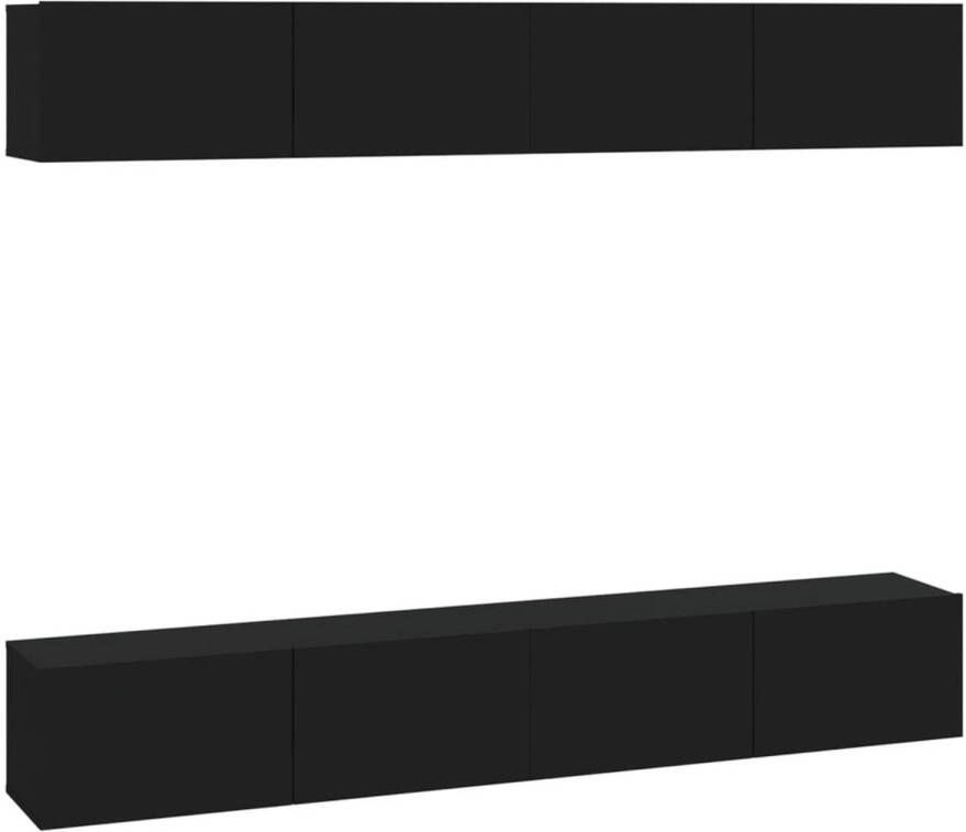 VidaXL -Tv-wandmeubels-4-st-100x30x30-cm-zwart