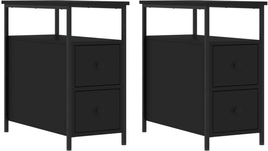 Prolenta Premium INFIORI Nachtkastjes 2 st 30x60x60 cm bewerkt hout zwart - Foto 1