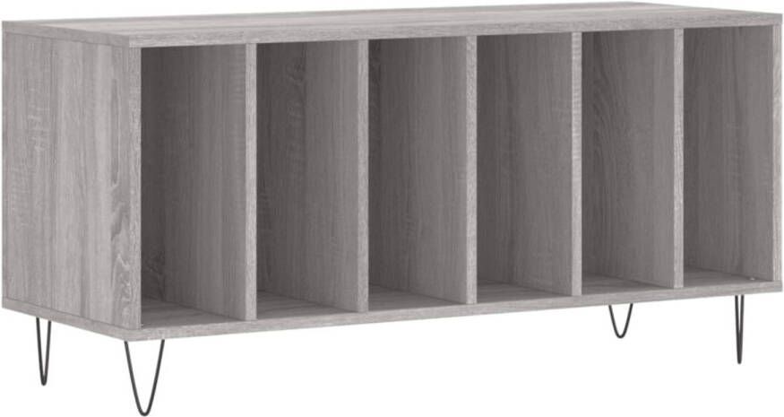 VIDAXL Platenkast 100x38x48 cm bewerkt hout grijs sonoma eikenkleurig