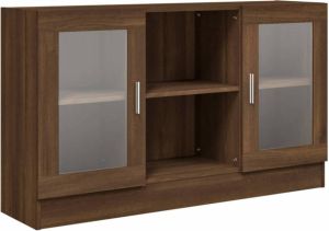 VidaXL -Vitrinekast-120x30 5x70-cm-bewerkt-hout-bruineikenkleurig